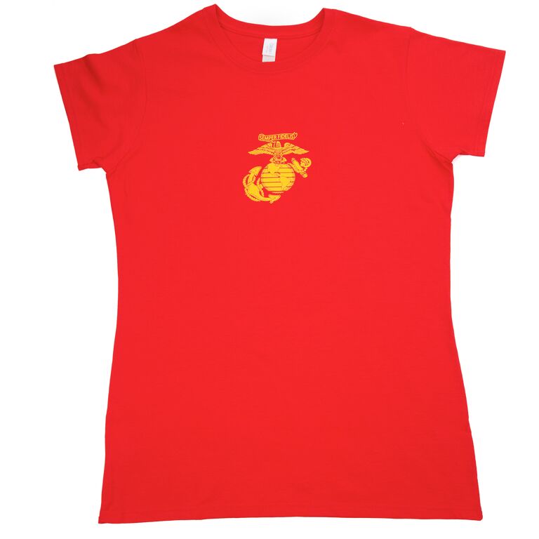 RED LADIES' STYLE T-SHIRT with GOLD EGA